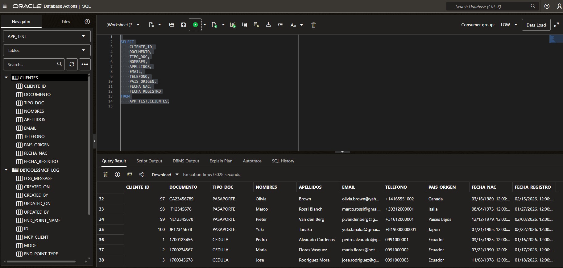 Resultados SQLCL MCP Claude Code